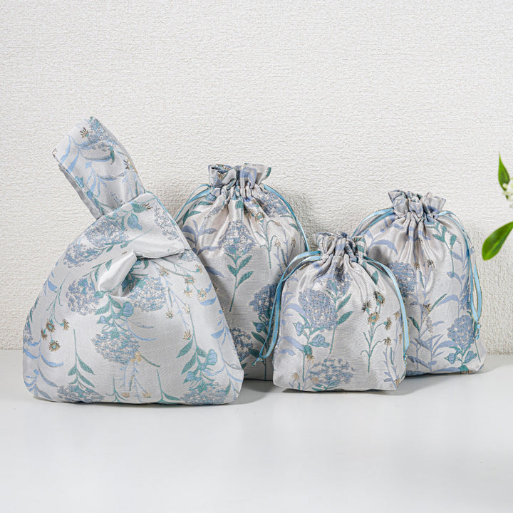 Blue Hydrangea Knot Bag and Drawstring Gift Bags
