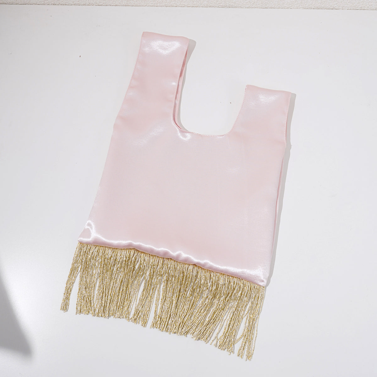 Light pink metallic fringe Japanese knot bag gallery image 7.jpg