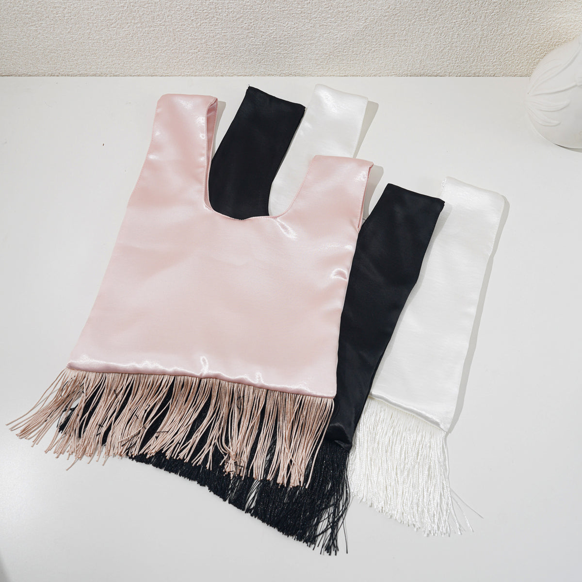 Light pink fringe Japanese knot bag gallery image 2.jpg