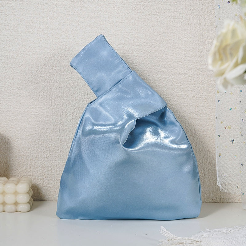 03 Dusty Blue shimmer satin Japanese knot bag