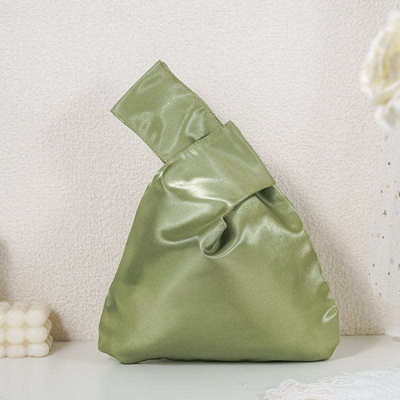 04 Olive shimmer satin Japanese knot bag