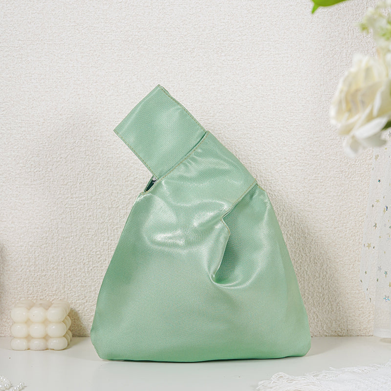 05 Sage shimmer satin Japanese knot bag