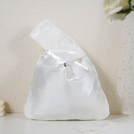 06 Ivory shimmer satin Japanese knot bag
