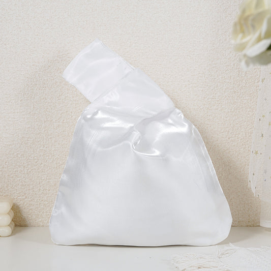 07 Pure White shimmer satin Japanese knot bag
