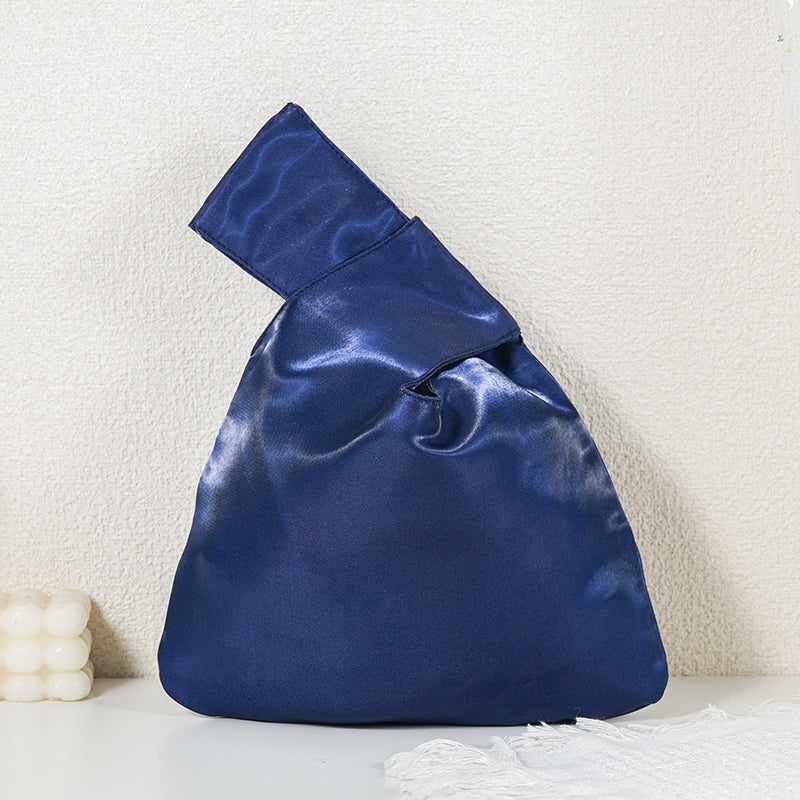 09 Navy Blue shimmer satin Japanese knot bag