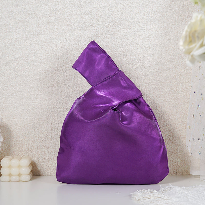 11 Purple shimmer satin Japanese knot bag