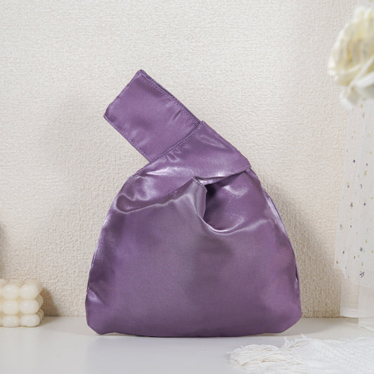 12 Mauve shimmer satin Japanese knot bag