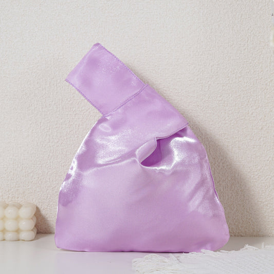 13 Lilac shimmer satin Japanese knot bag