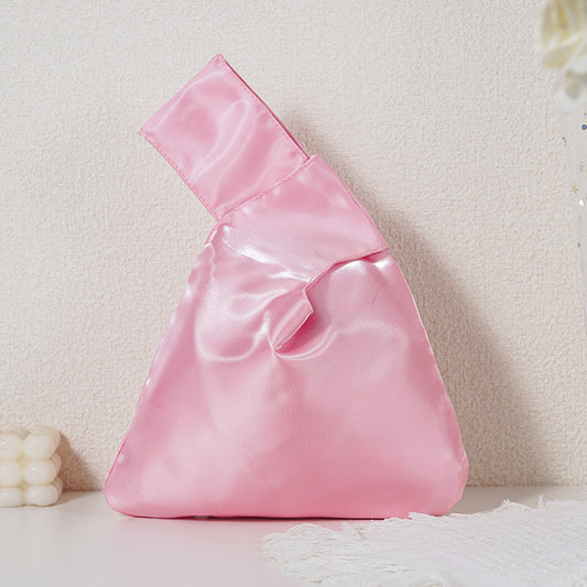 15 Bubblegum Pink shimmer satin Japanese knot bag