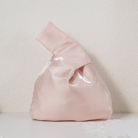 17 Pale Pink shimmer satin Japanese knot bag