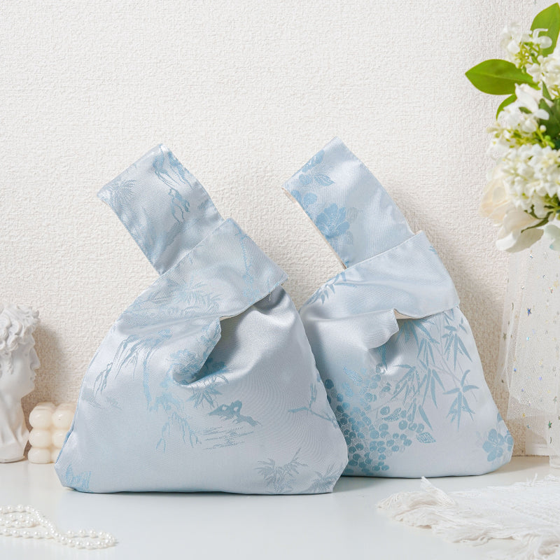 Blue Bamboo Embroidered Japanese Knot Bag