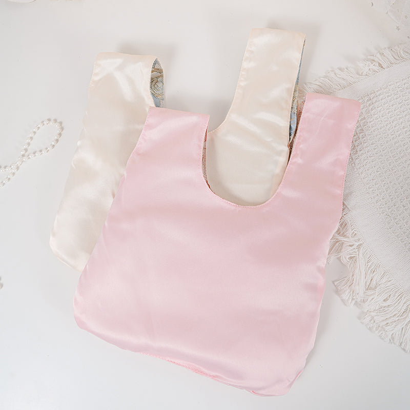 Gold-Thread Rose Embroidered Japanese Knot Bag