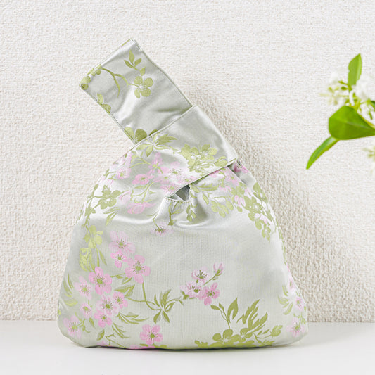 Green Blossom Brocade Japanese Knot Bag — updated original product photo