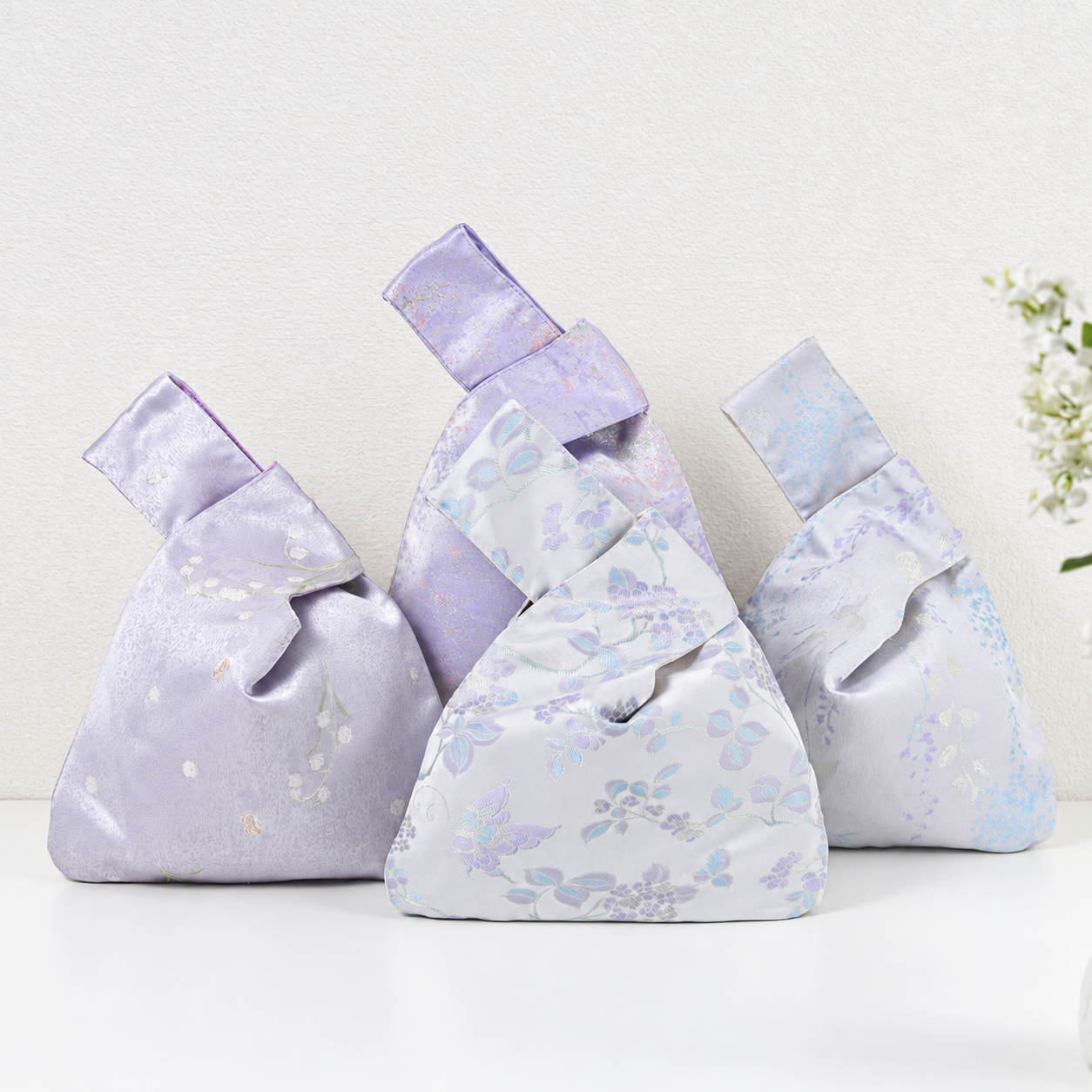 Lilac & Purple fabric bags, sold individually
