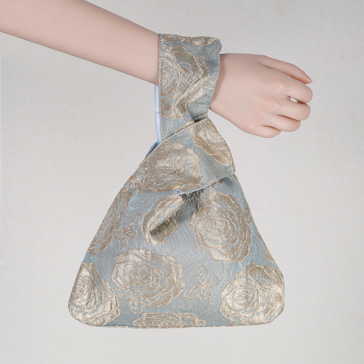 Butterfly Rose Satin Japanese Knot Bag fabric and bag detail 7