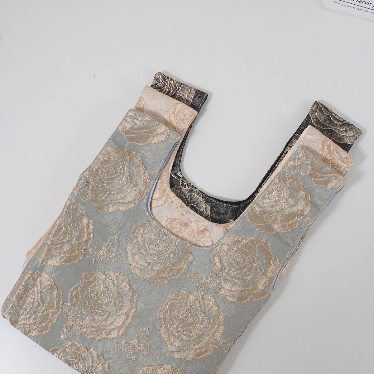 Butterfly Rose Satin Japanese Knot Bag fabric and bag detail 3