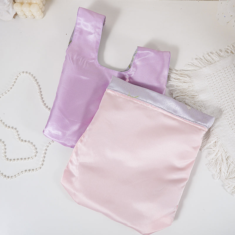 Lilac Muguet patterned drawstring favor gift bag