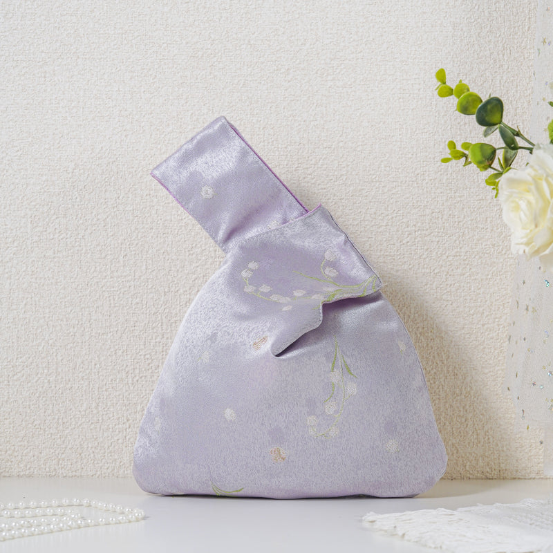Lilac Muguet patterned drawstring favor gift bag