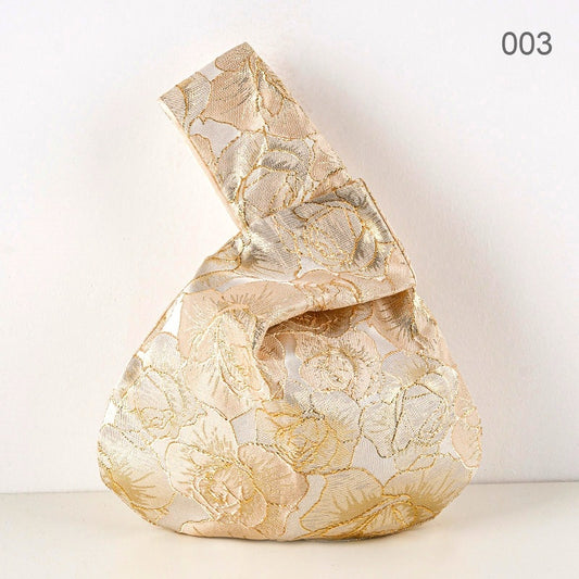 003 Gold Grand Rose Japanese knot wrist bag