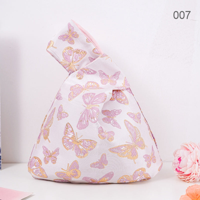 007 Pink Butterfly Japanese knot wrist bag