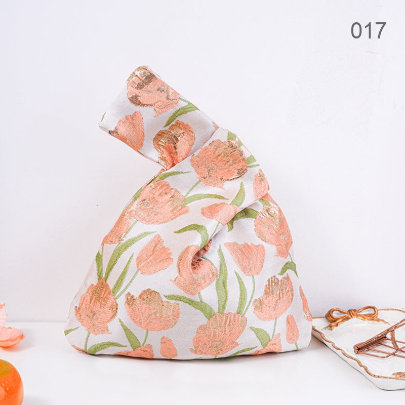 017 Amber Tulip Japanese knot wrist bag