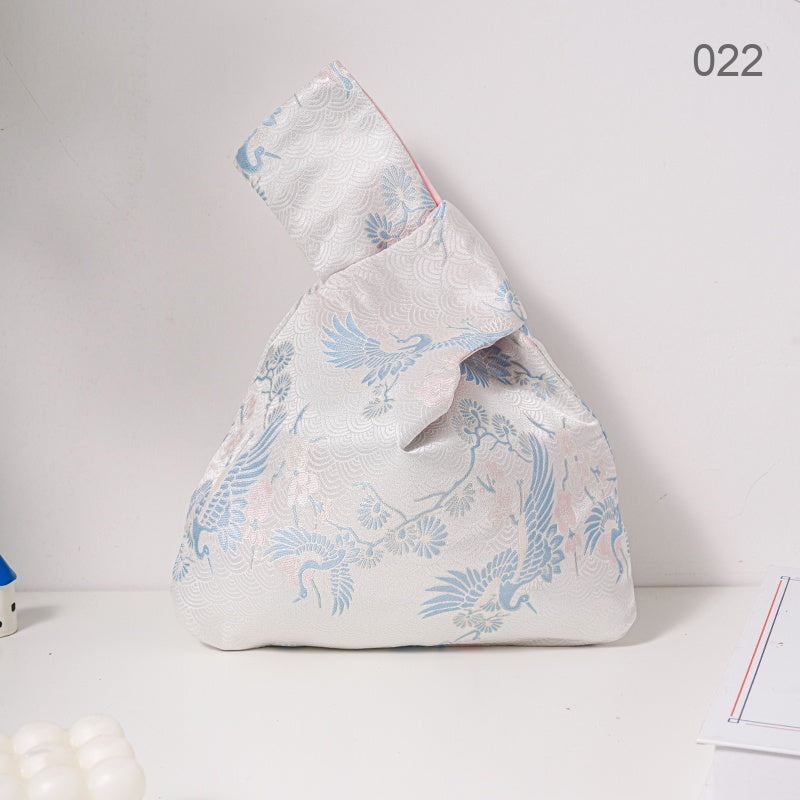 022 Silver Crane Japanese knot wrist bag