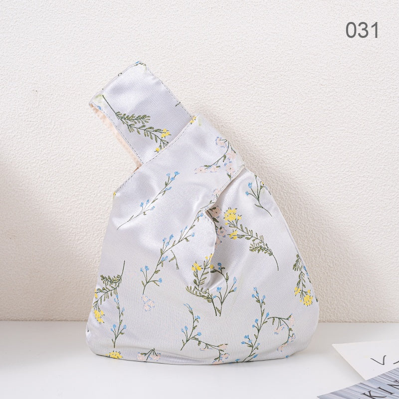 031 Silver Sprig Japanese knot wrist bag