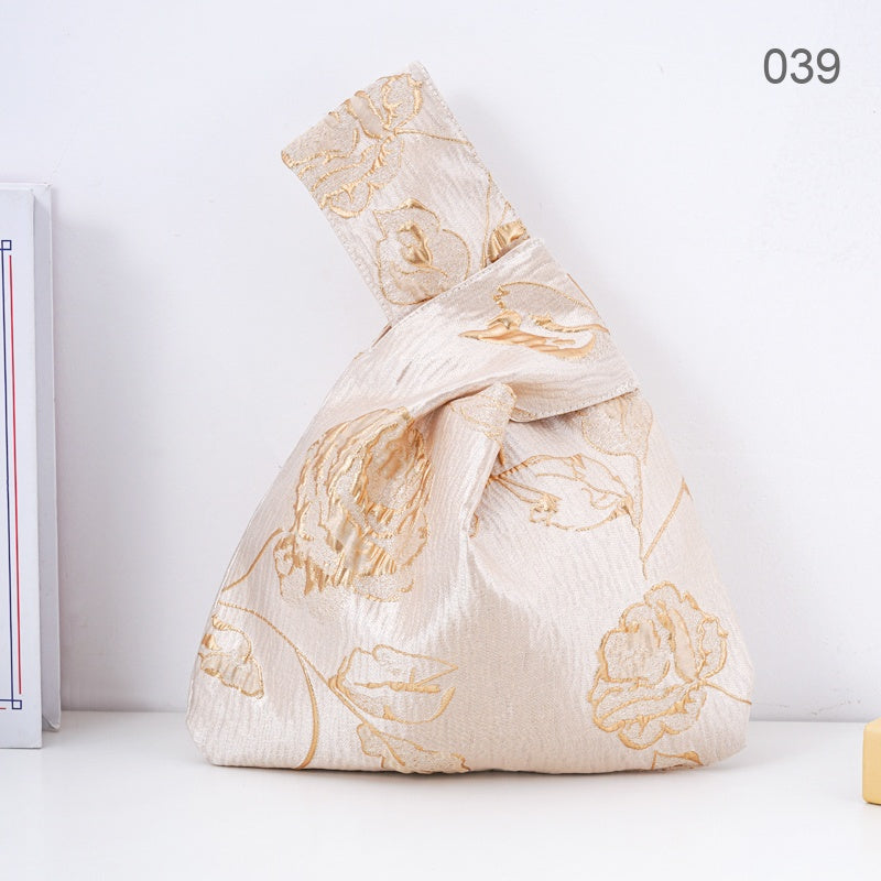 039 Gold Yellow Rose Japanese knot wrist bag