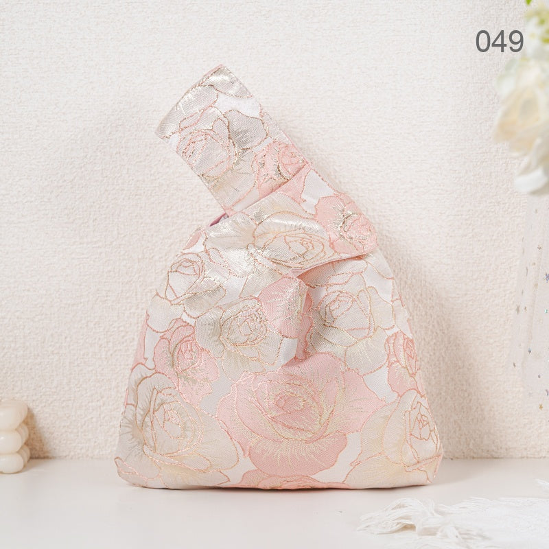 049 Pink Grand Rose Japanese knot wrist bag