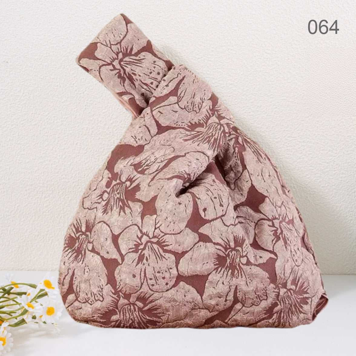064 Berry Bloom Japanese knot wrist bag