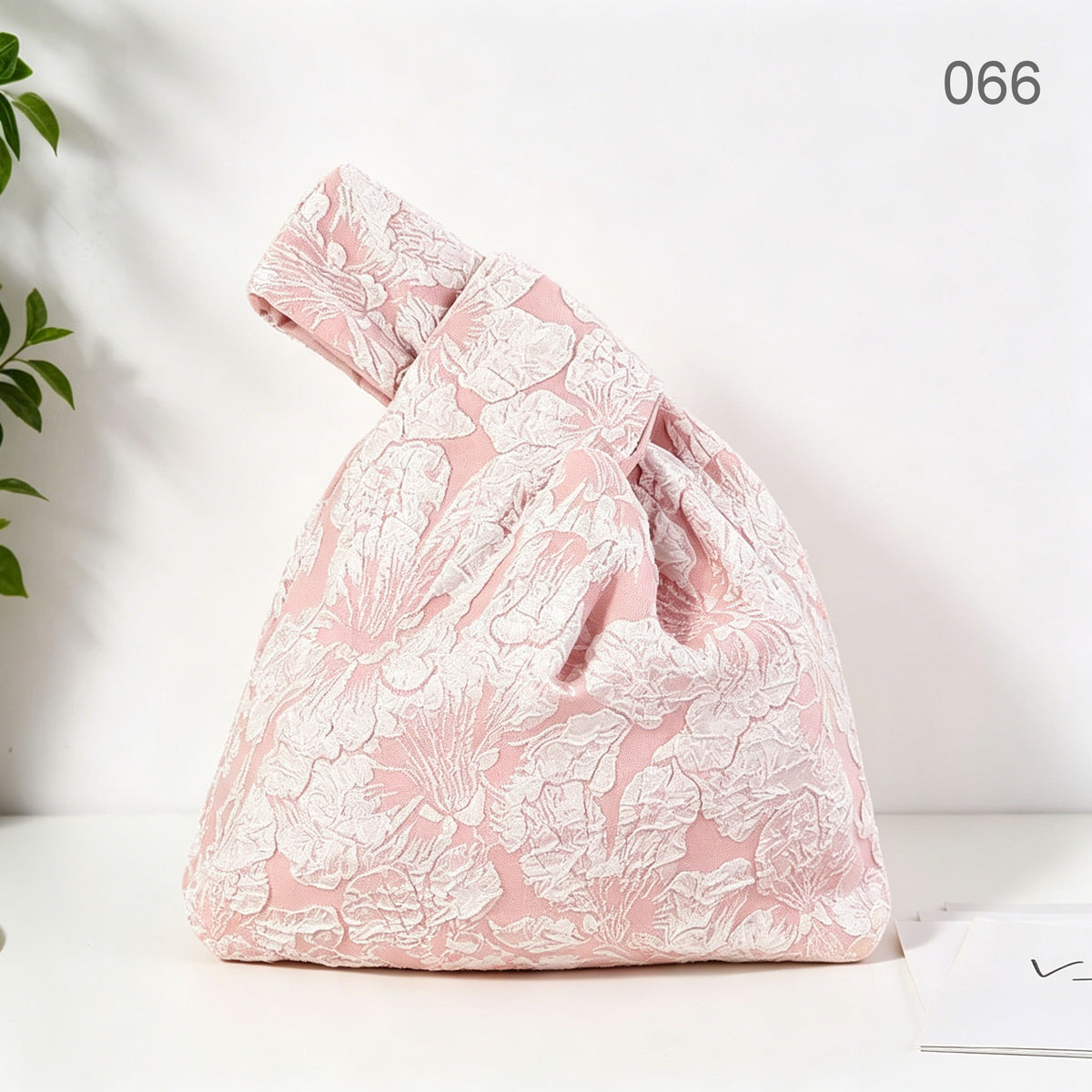 066 Blush Pink Bloom Japanese knot wrist bag