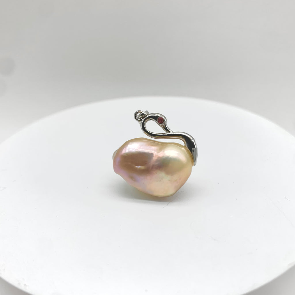 Natural Baroque Pearl Necklace Pendant,Swan Pendant ,Handmade Gift