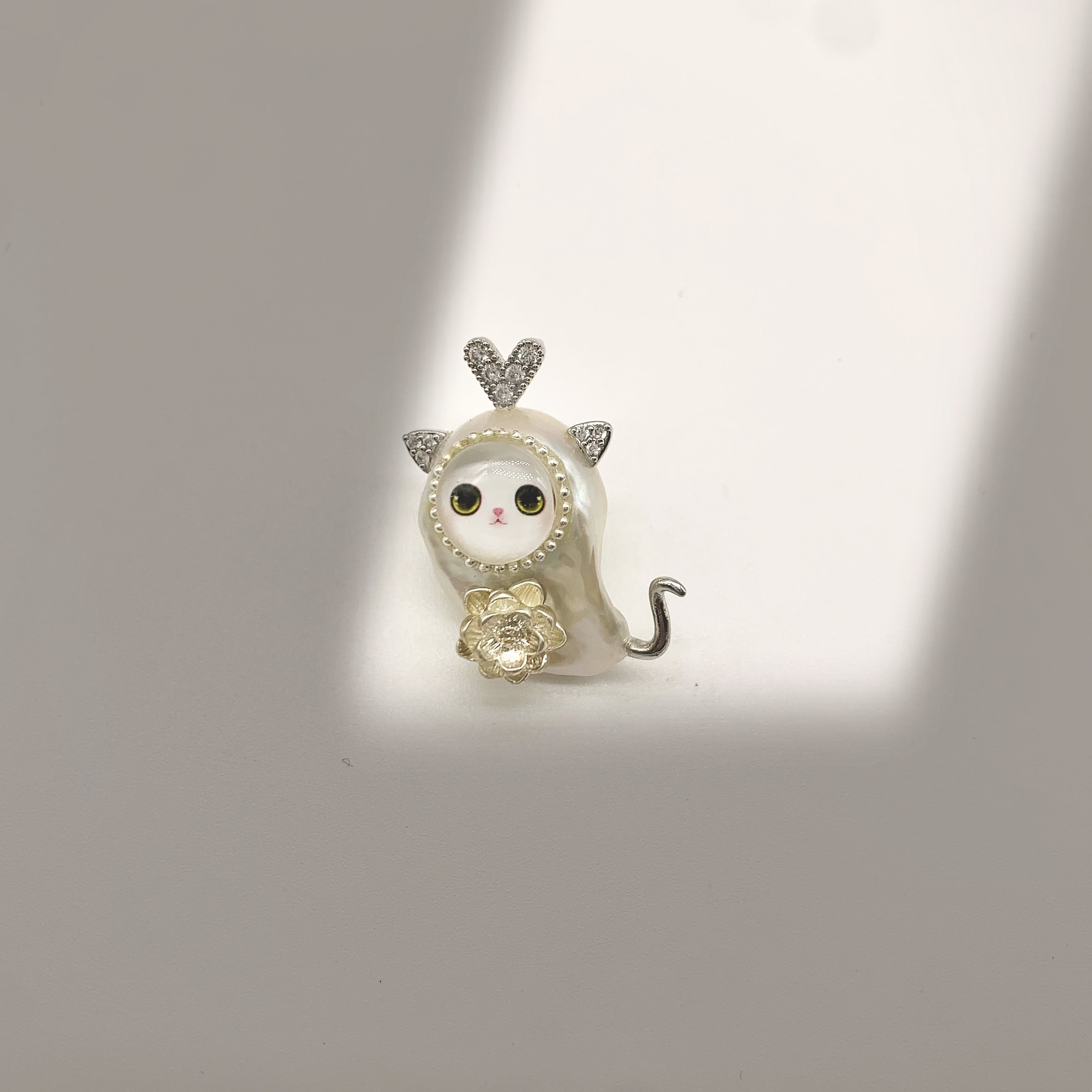 Natural Baroque Pearl Necklace Pendant,Kitty Pendant ,Handmade Gift