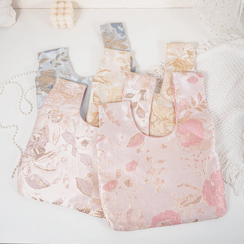 Metallic Shimmer Floral Japanese Knot Bag