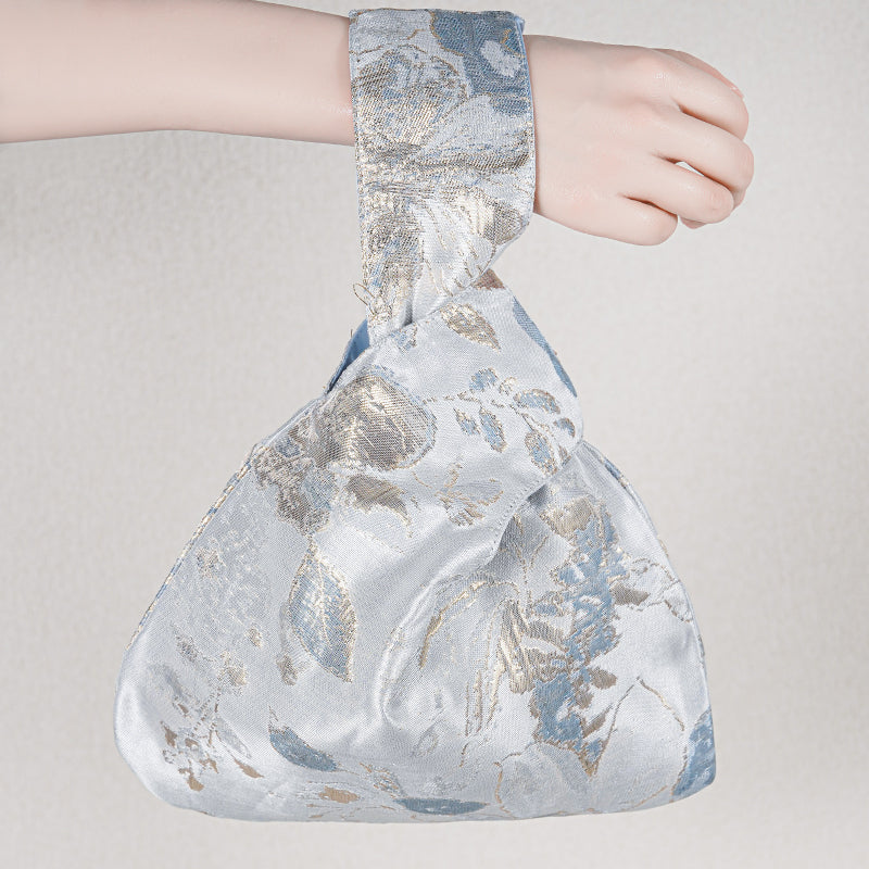 Metallic Shimmer Floral Japanese Knot Bag