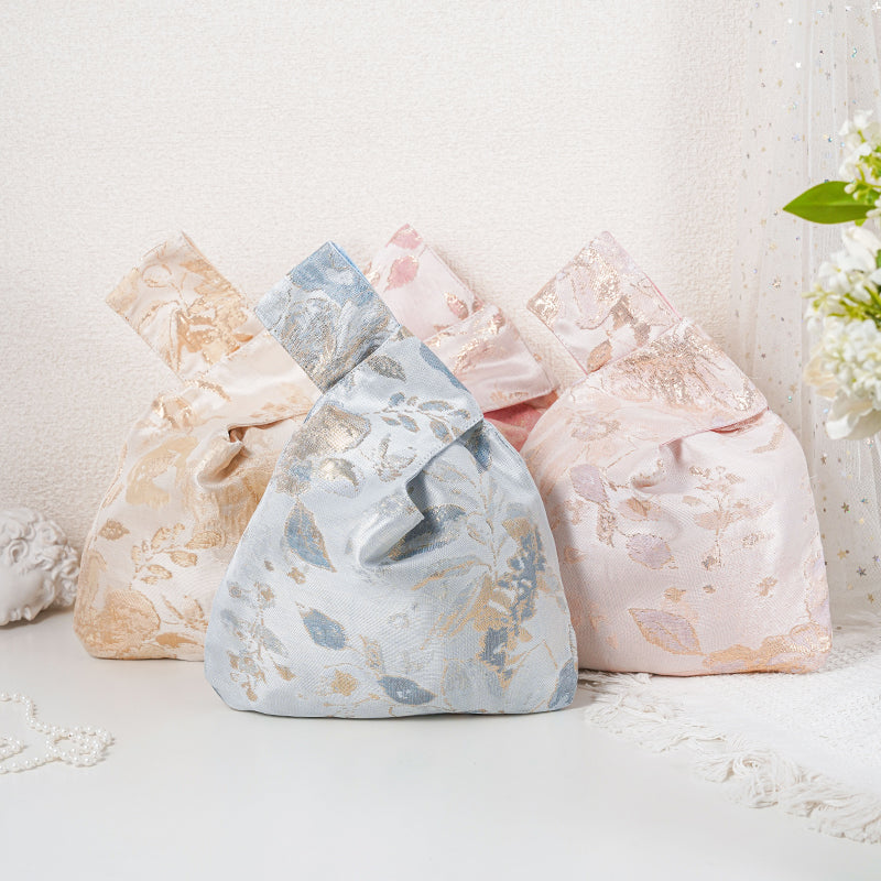 Metallic Shimmer Floral Japanese Knot Bag
