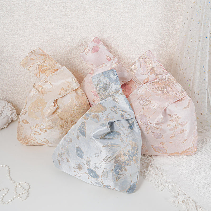 Metallic Shimmer Floral Japanese Knot Bag