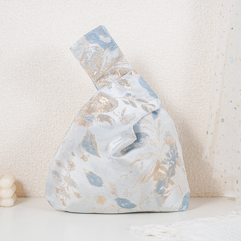 Metallic Shimmer Floral Japanese Knot Bag