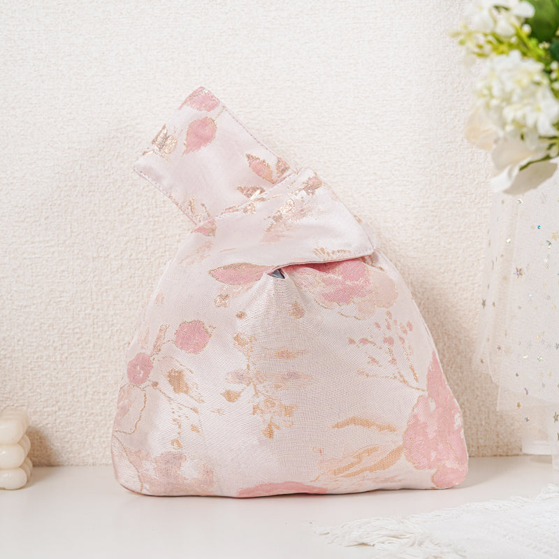 Metallic Shimmer Floral Japanese Knot Bag