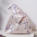 Blue Plum Blossom Brocade Drawstring Favor Bags, Embroidered Satin Evening Wedding Bridesmaid Gift Pouch