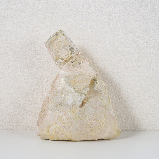 Gold Grand Rose Satin Japanese Knot Bag